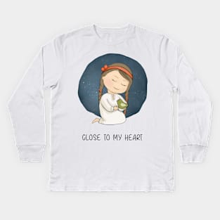 Girl with the bird Kids Long Sleeve T-Shirt